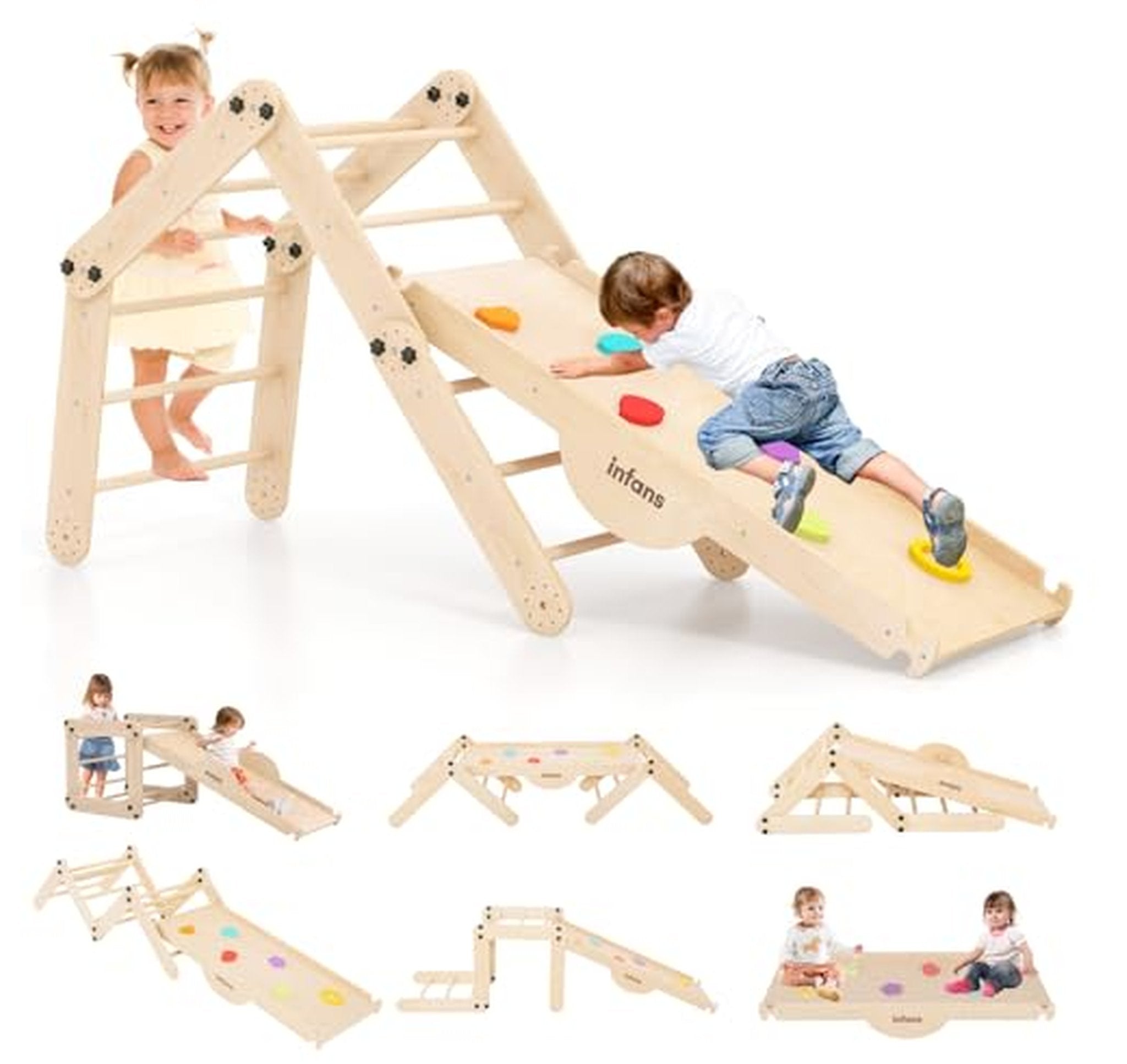 Wooden Montessori Pikler Triangle Climber Set