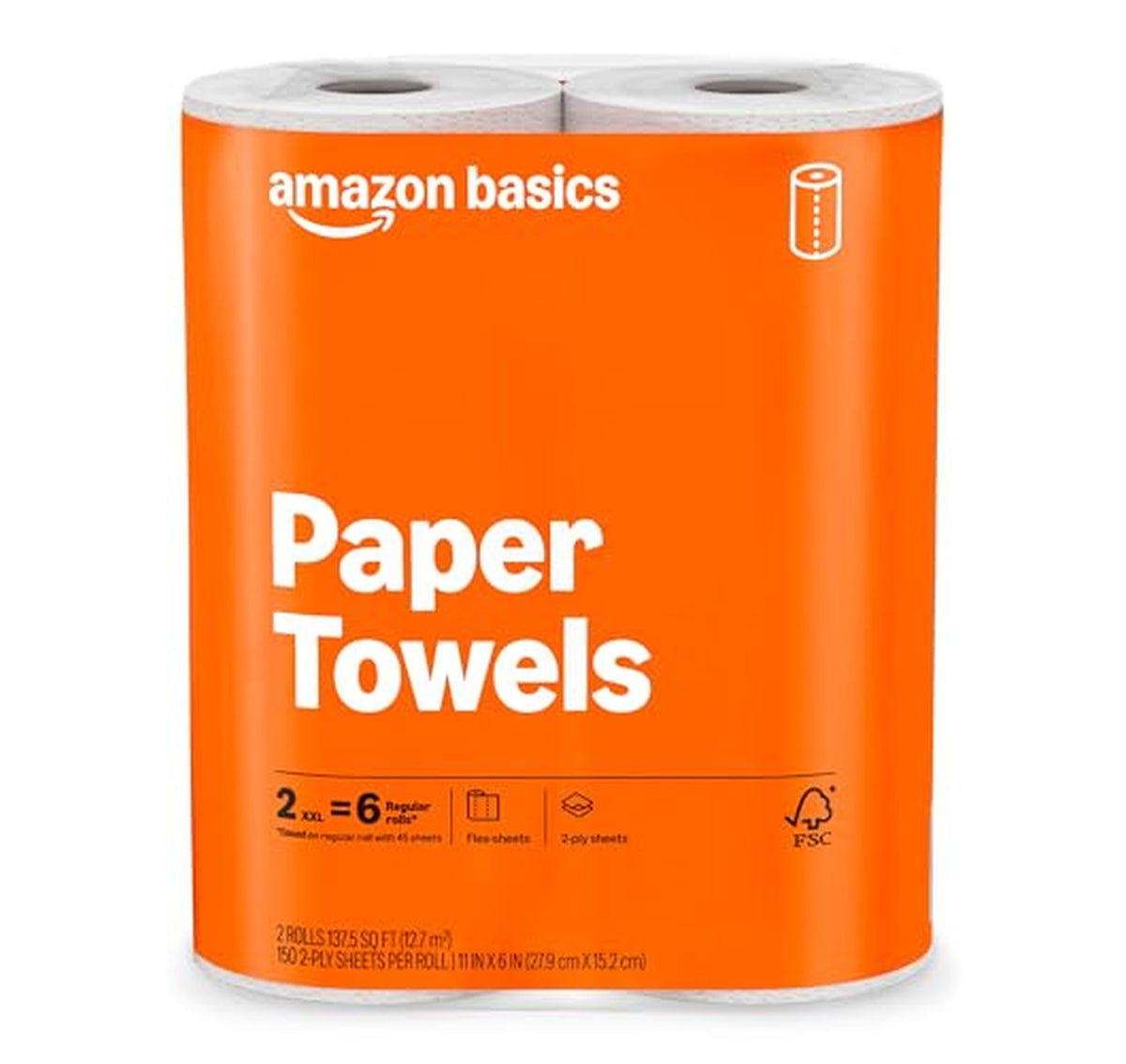 2 Pack Amazon Basics 2-Ply Paper Towels Rolls