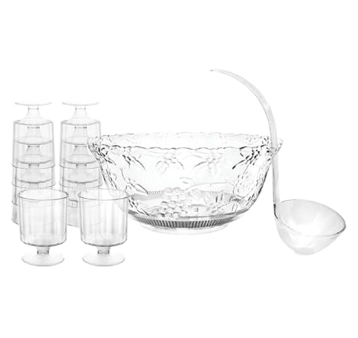 8 Quart Plastic Punch Bowl Set with Cups