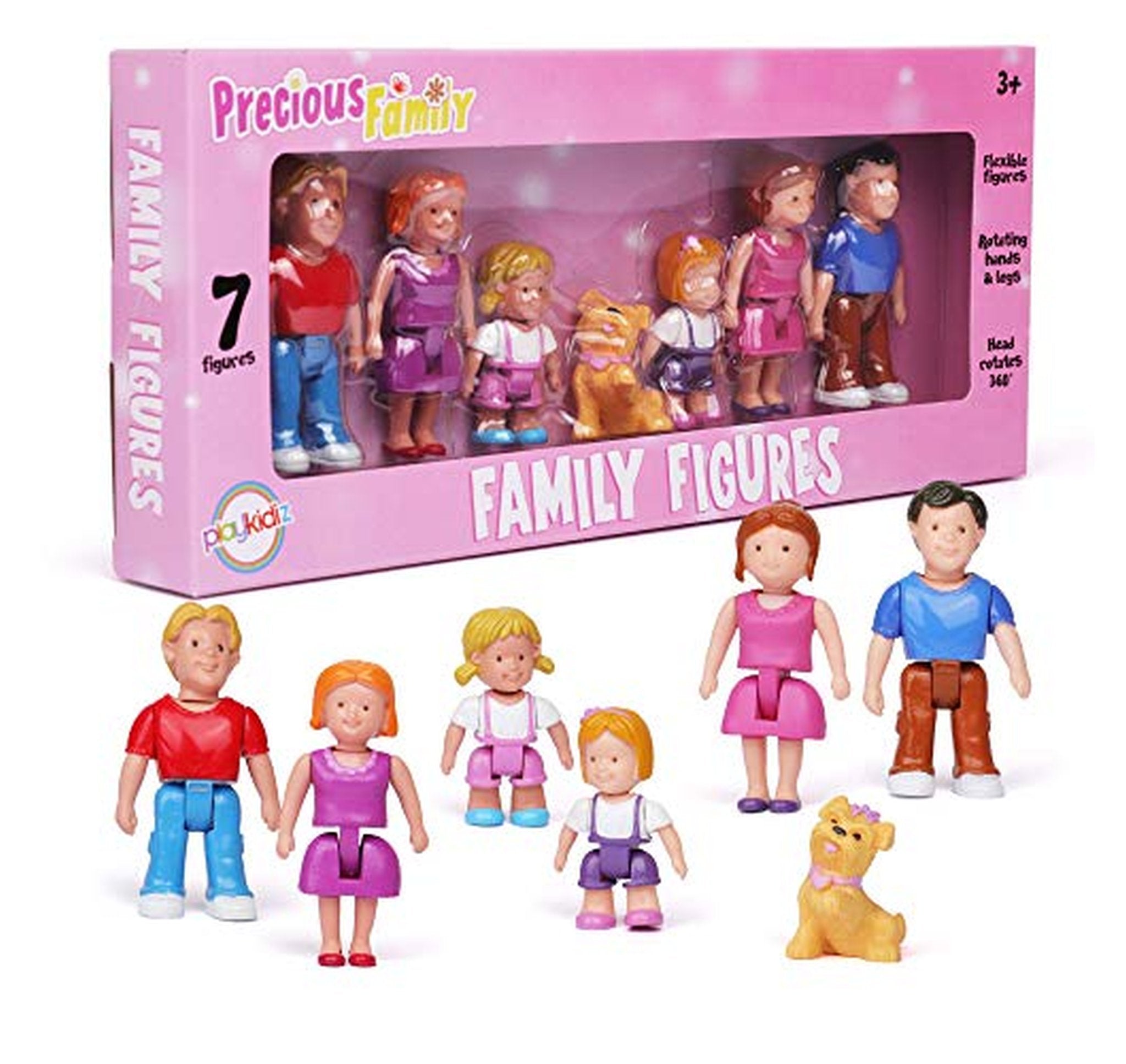 7 Piece Family Dollhouse Figures Set