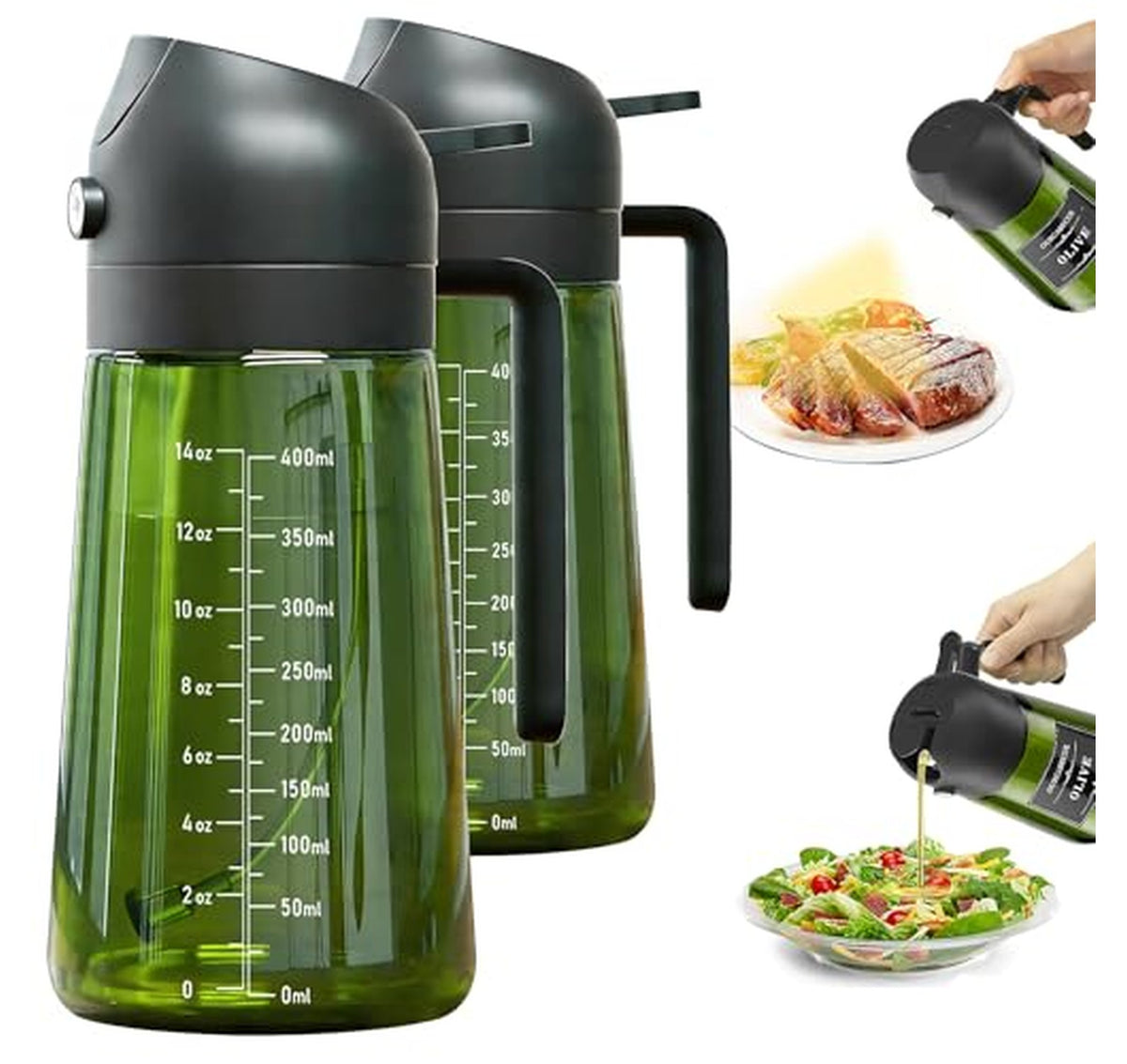 2 Pack 16oz Glass Olive Oil Sprayer Dispenser