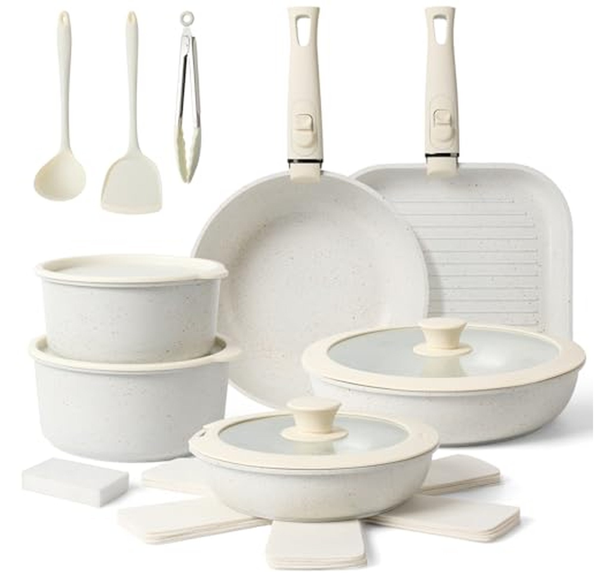 20-Piece Ceramic Nonstick Stackable Cookware Set
