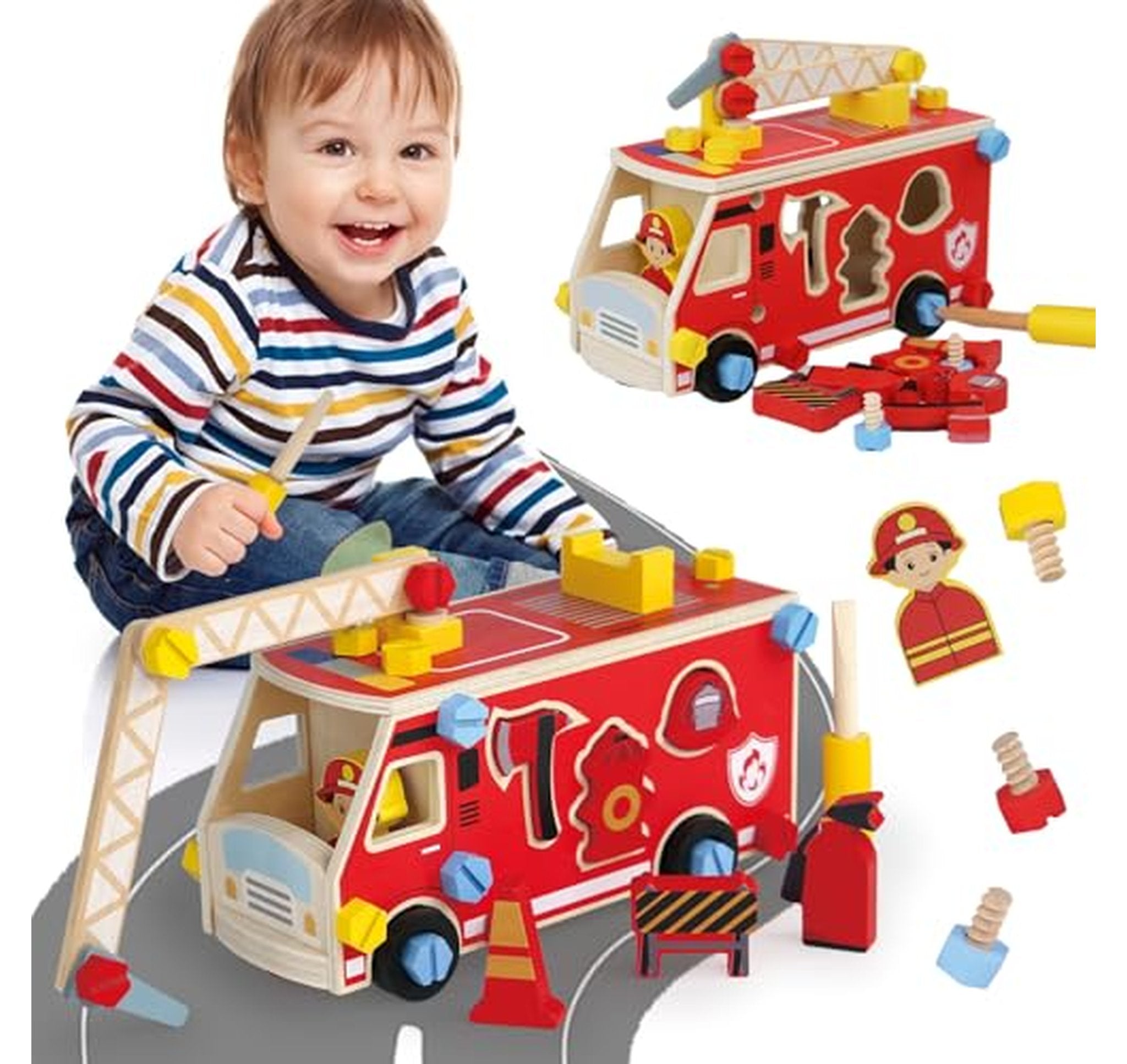 Wooden Take-Apart Fire Truck STEM Toy