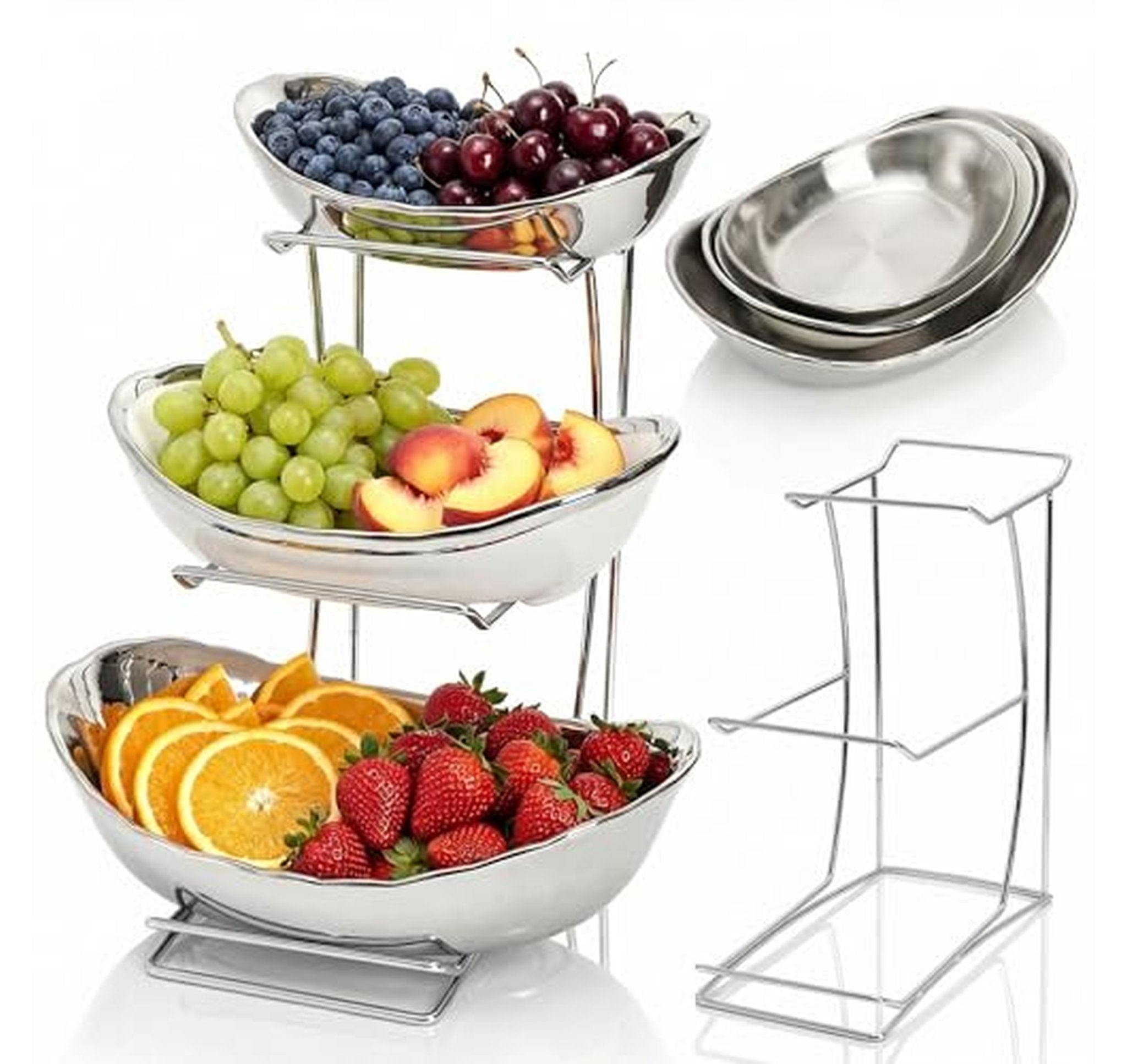 3 Tier Ceramic Fruit Bowl Stand Set