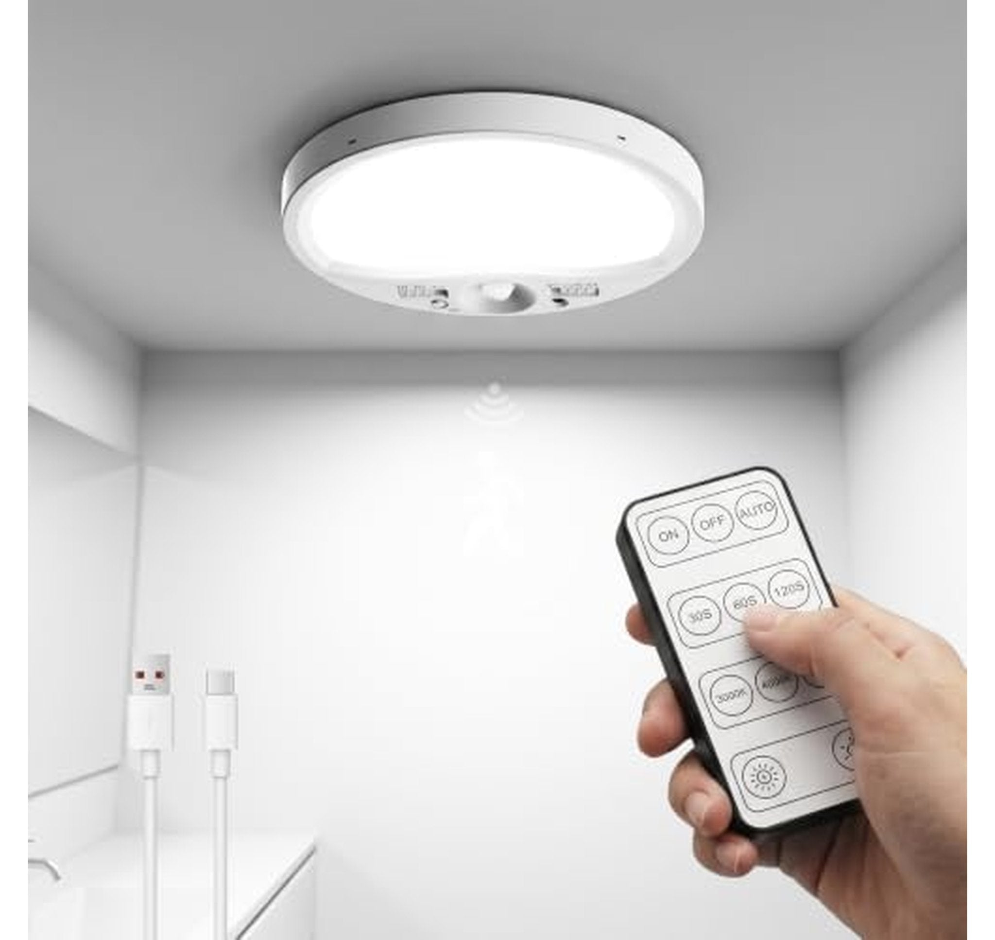 Rechargeable Motion Sensor Ceiling Light with Remote