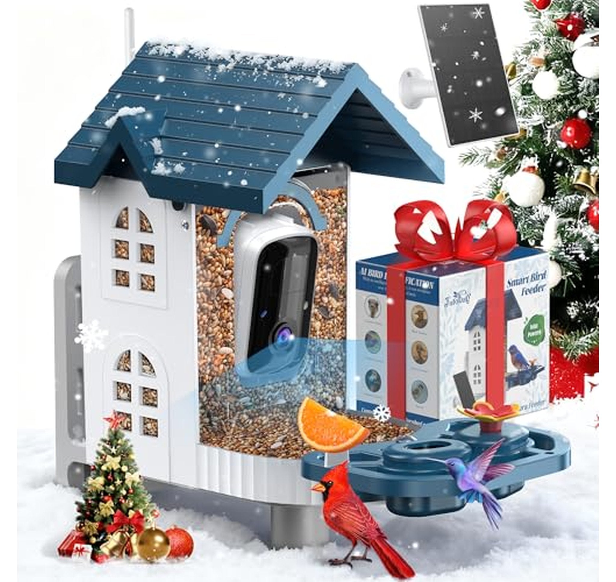 2K Solar Smart Bird Feeder Camera Birdhouse