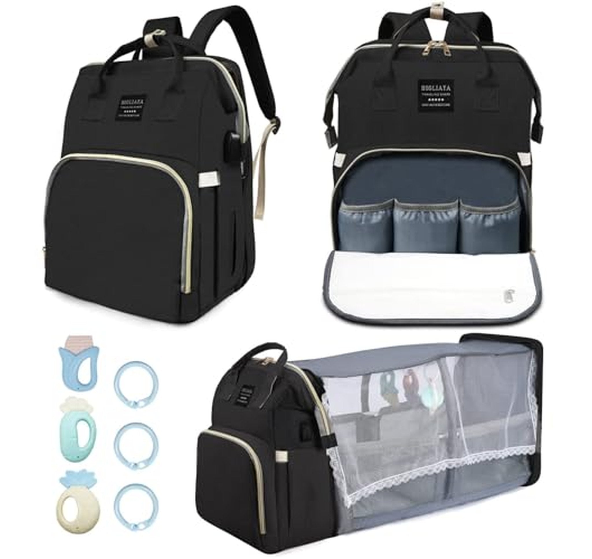 Diaper Bag Backpack with Changing Station and USB Port