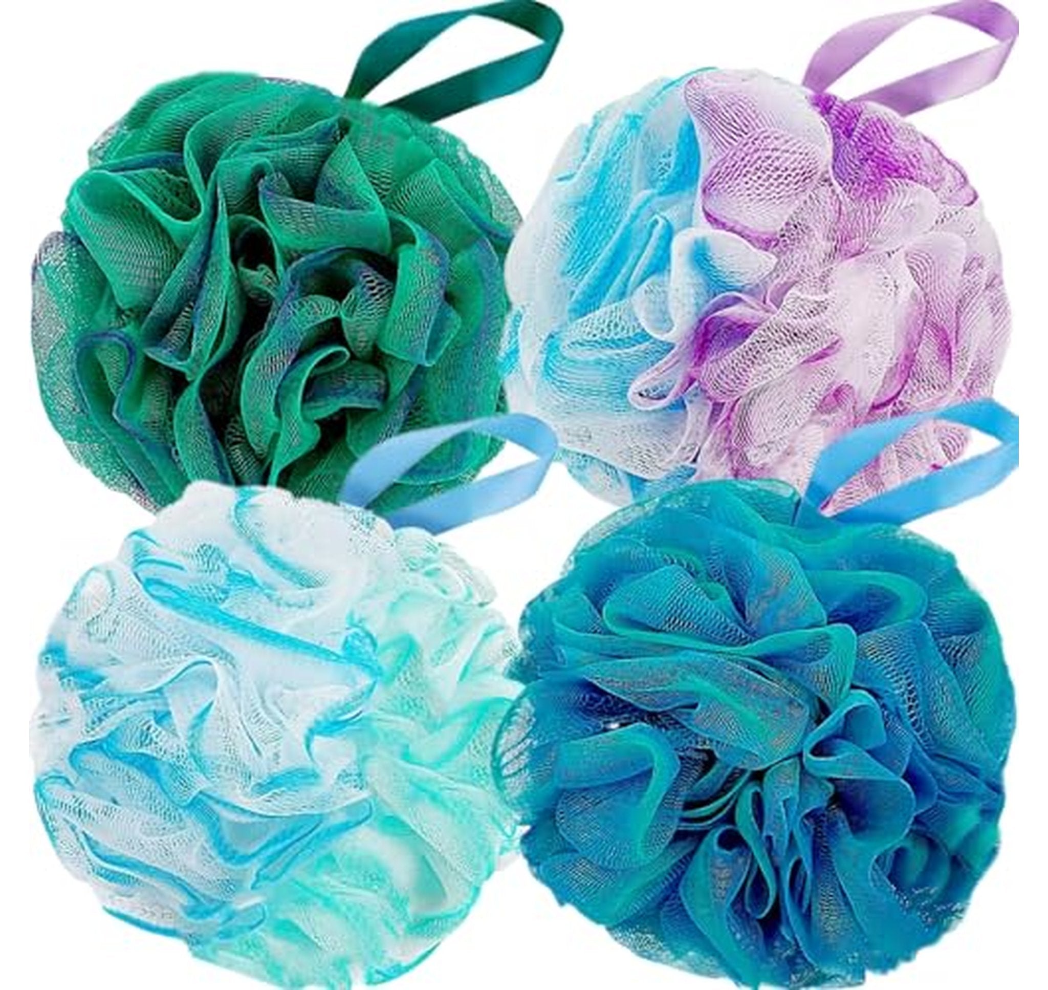 4 Pack Mesh Loofah Bath Sponge Scrubbers