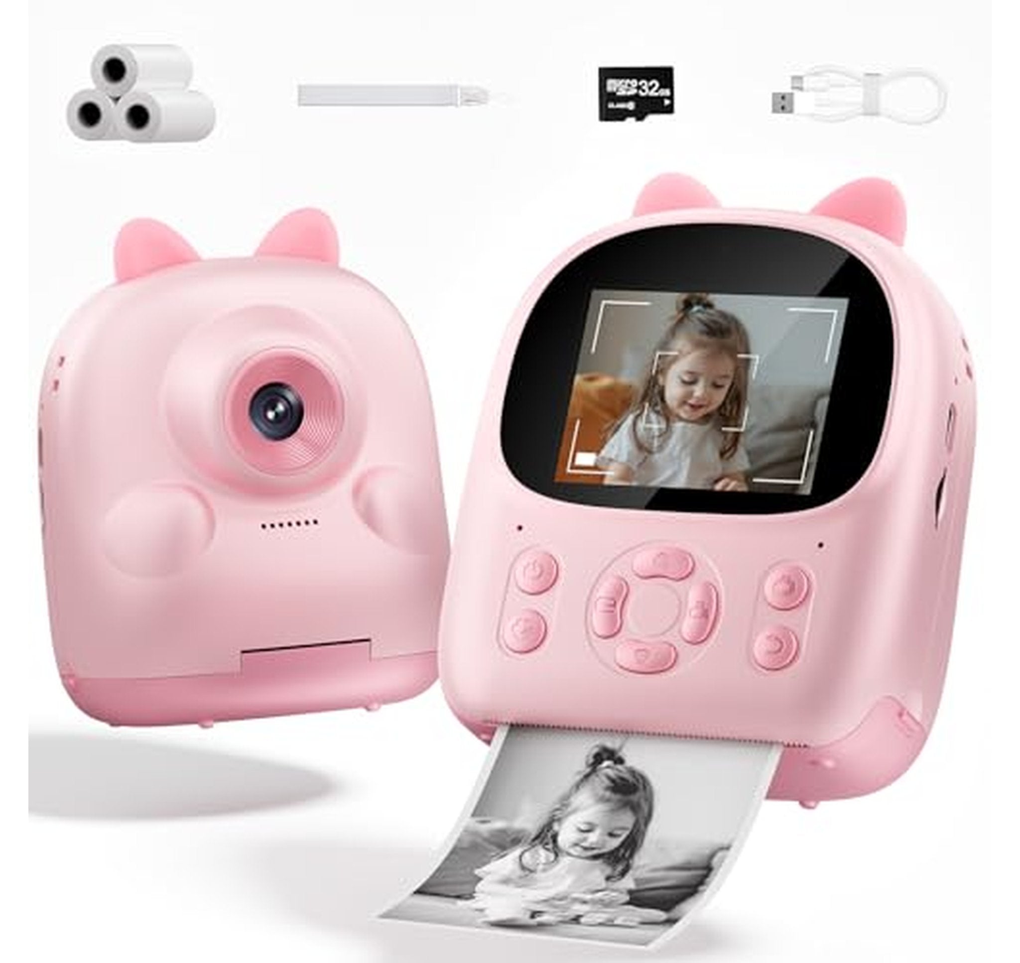 Instant Print Kids Digital Camera with Paper Rolls