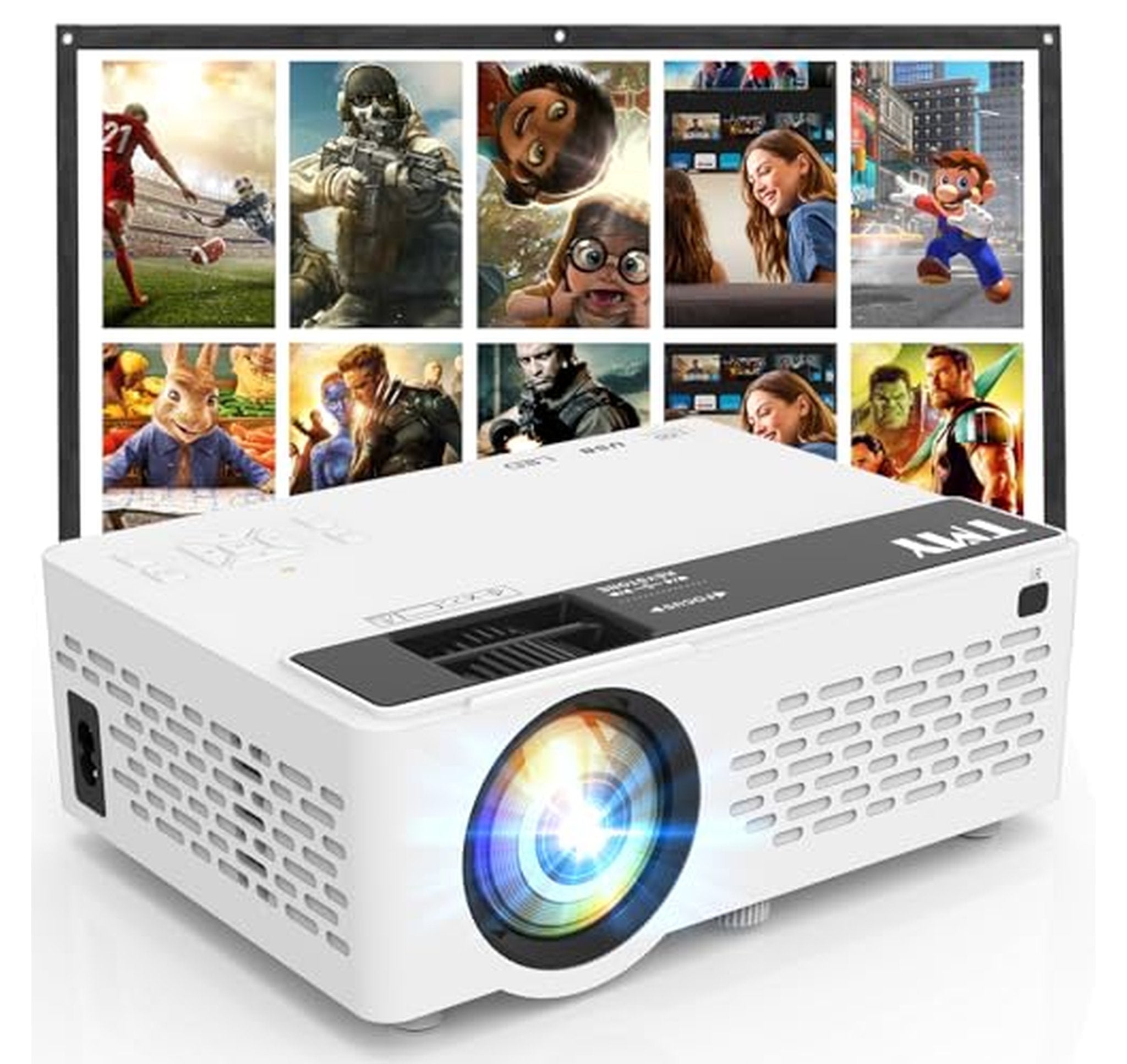 1080p Bluetooth Mini Movie Projector with Screen