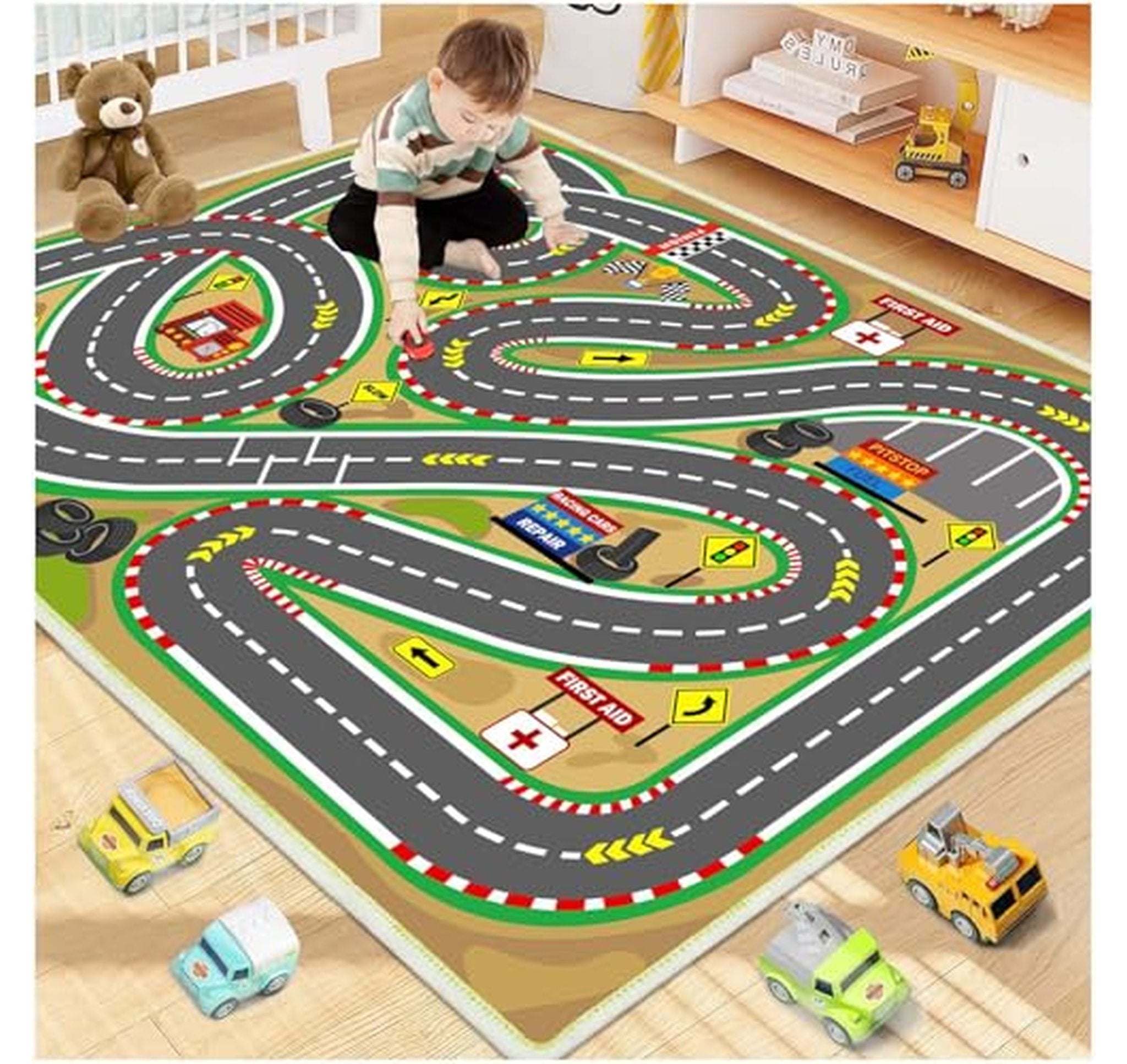 Kids Car Play Rug Race Track Mat