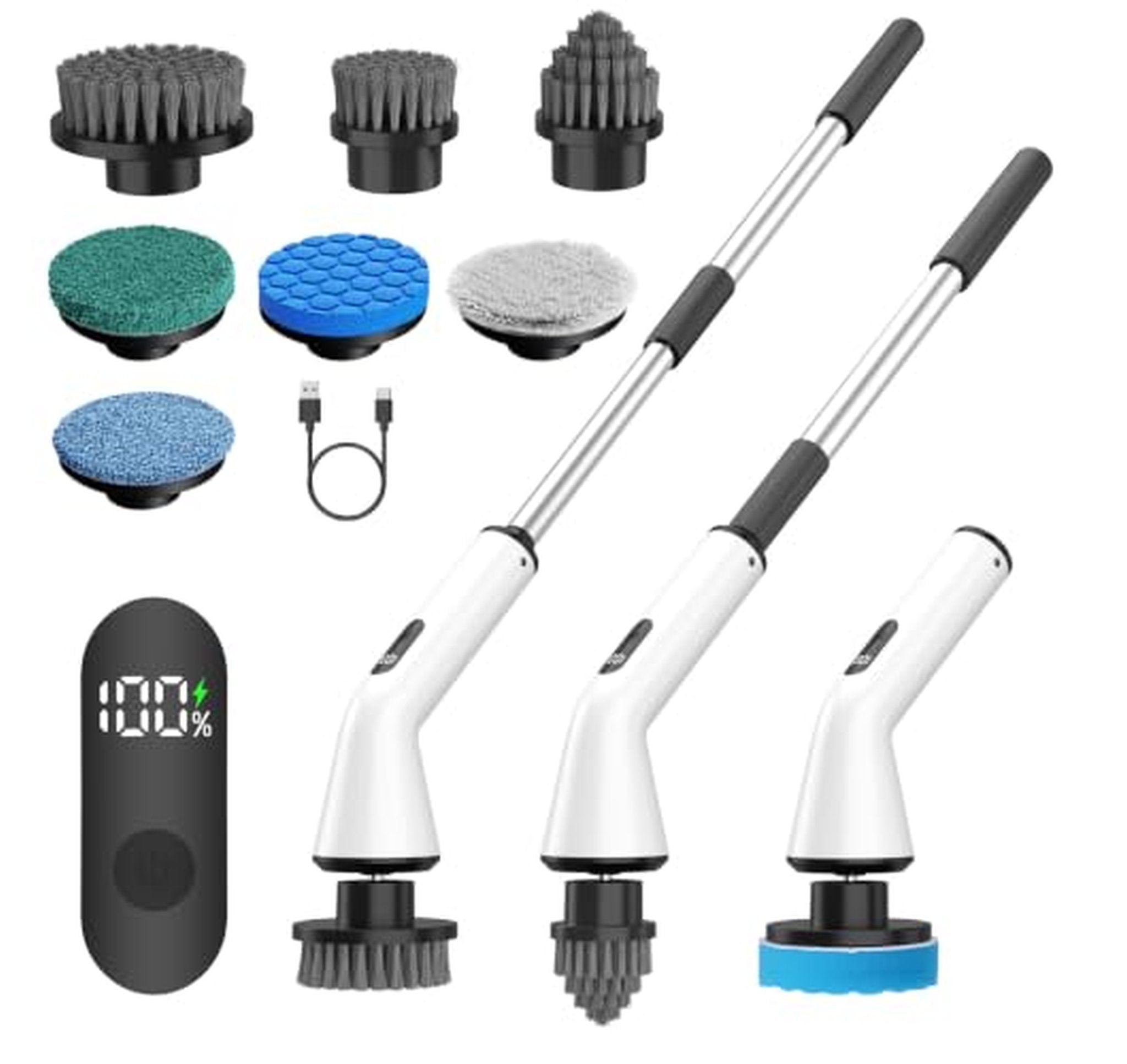 Cordless Electric Spin Scrubber with Replaceable Brush Heads