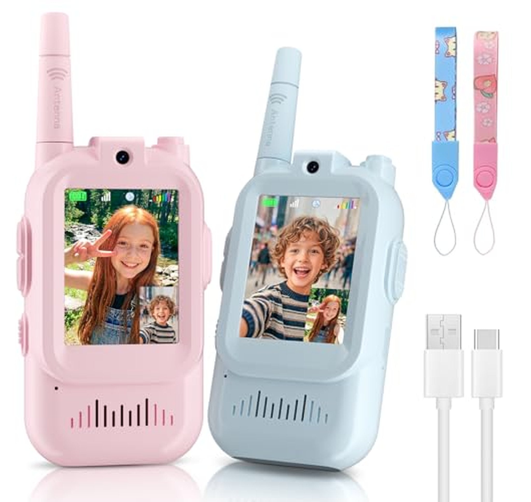 2 Pack Rechargeable Kids Walkie Talkies with Camera