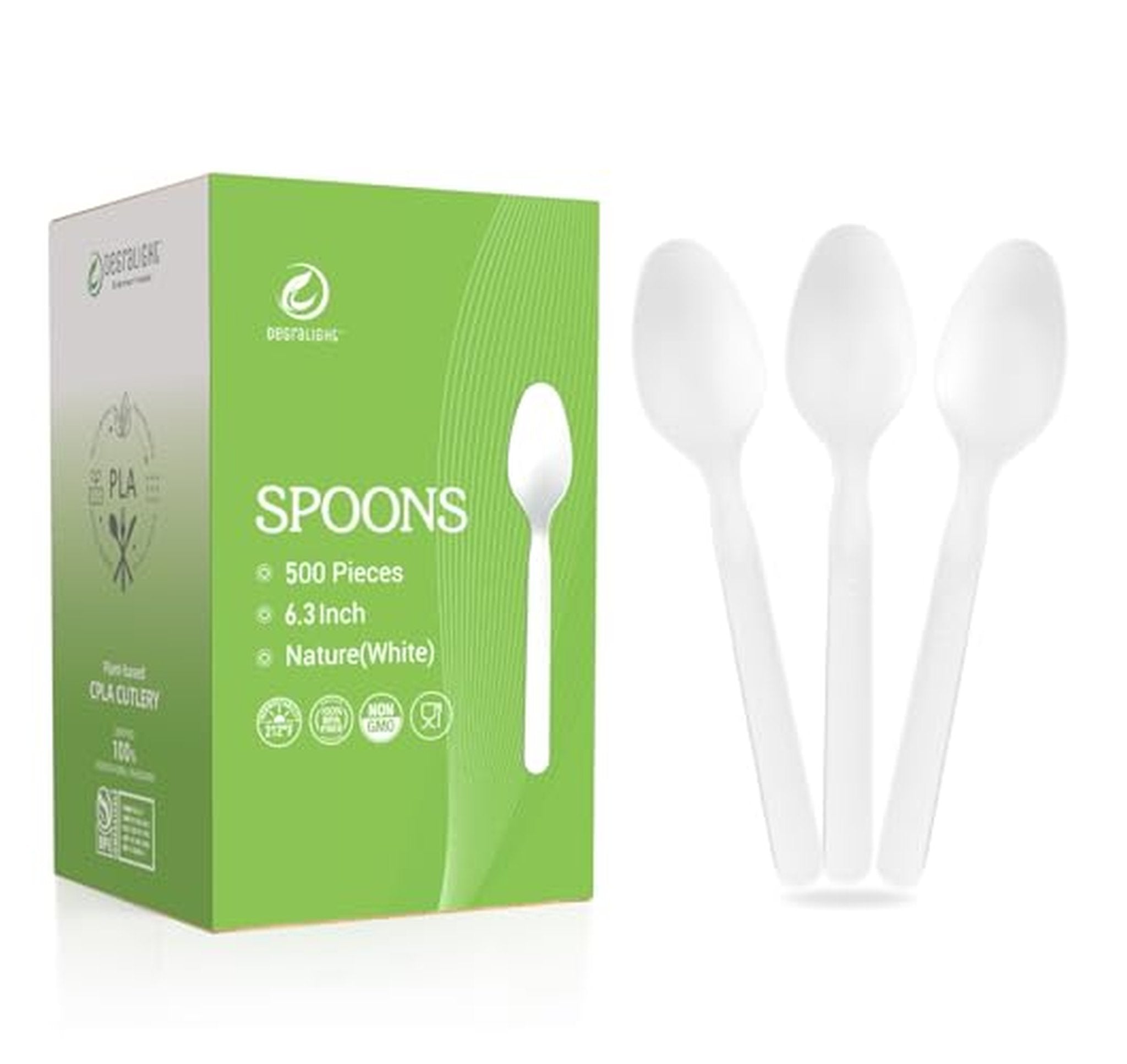 500 Count Compostable Biodegradable Disposable Spoons