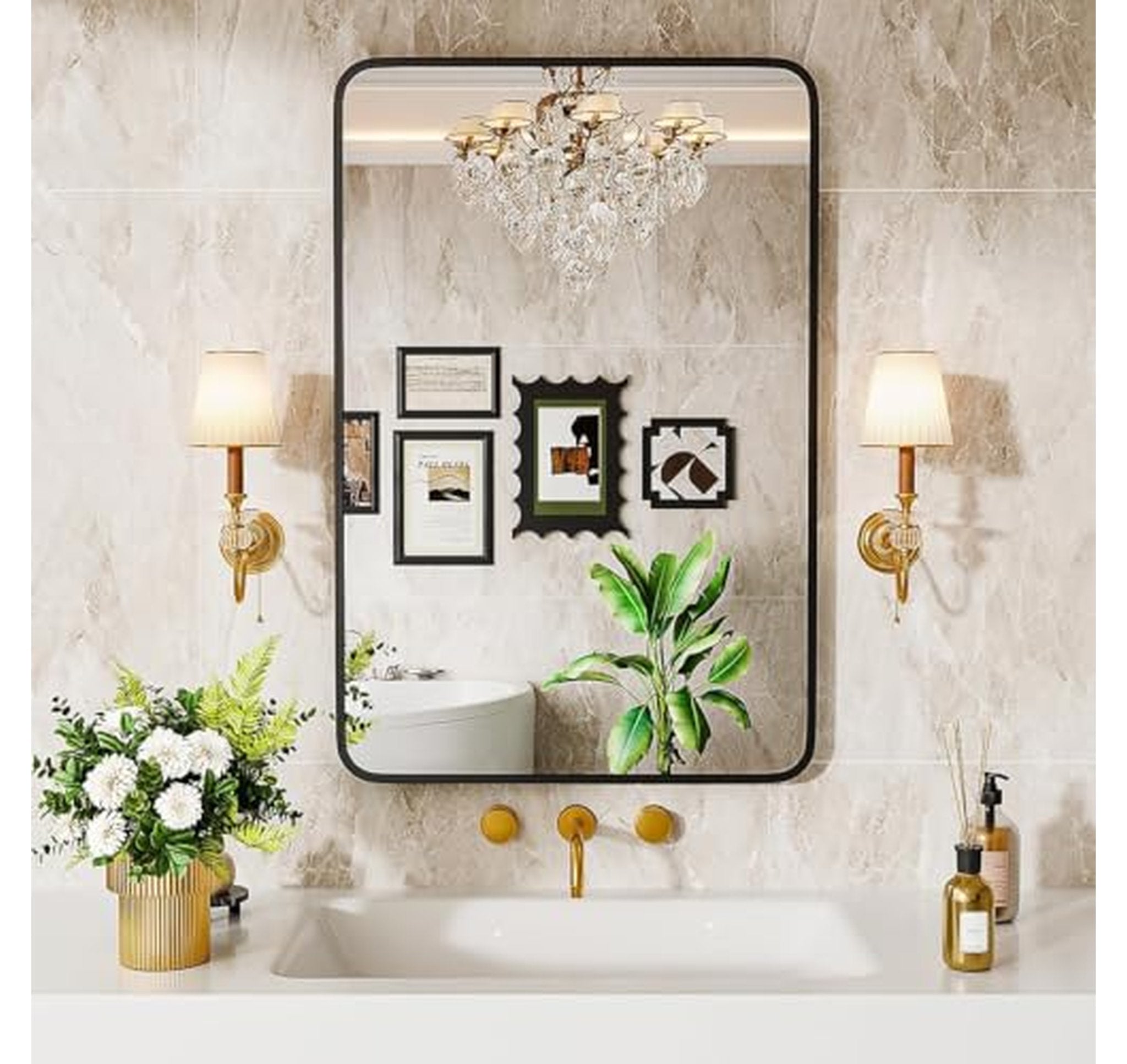 22" x 30" Metal Framed Bathroom Vanity Mirror