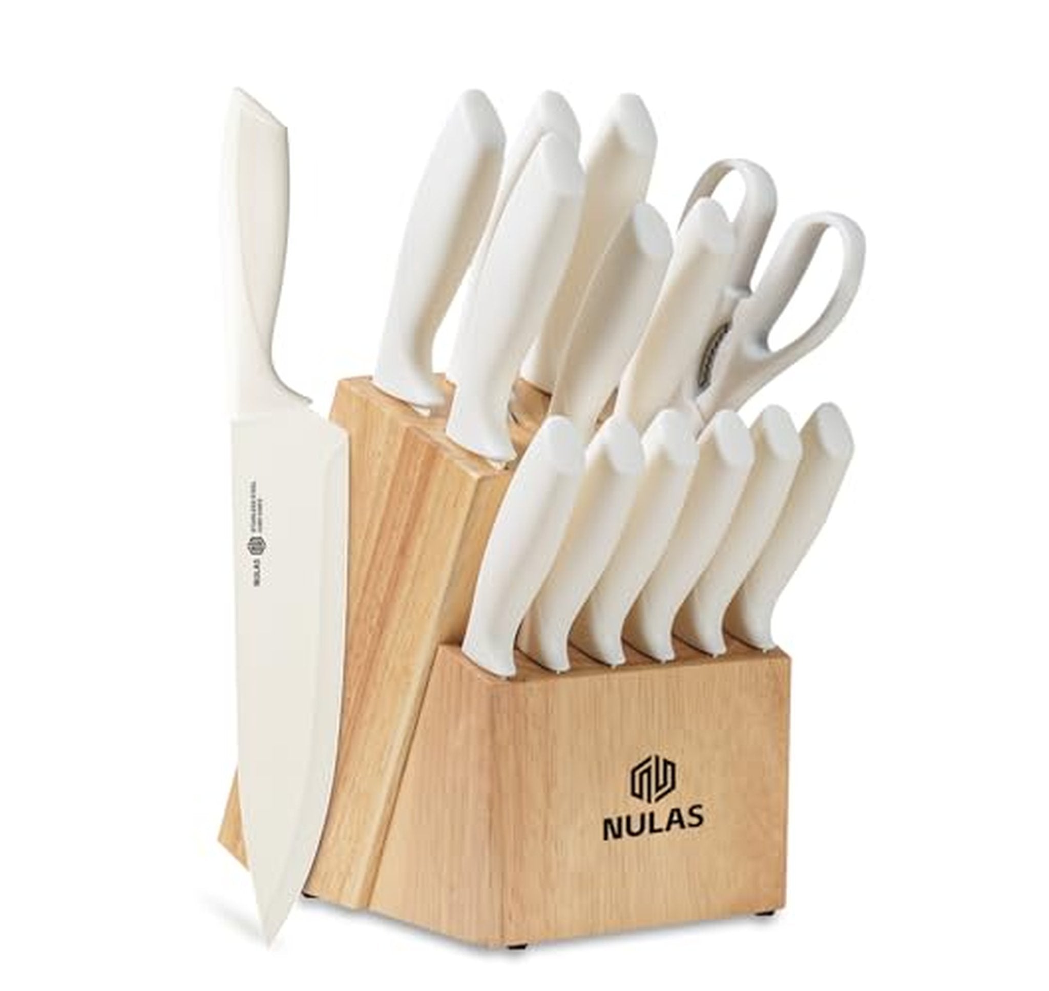 15-Piece Kitchen Knife Block Set with Sharpener