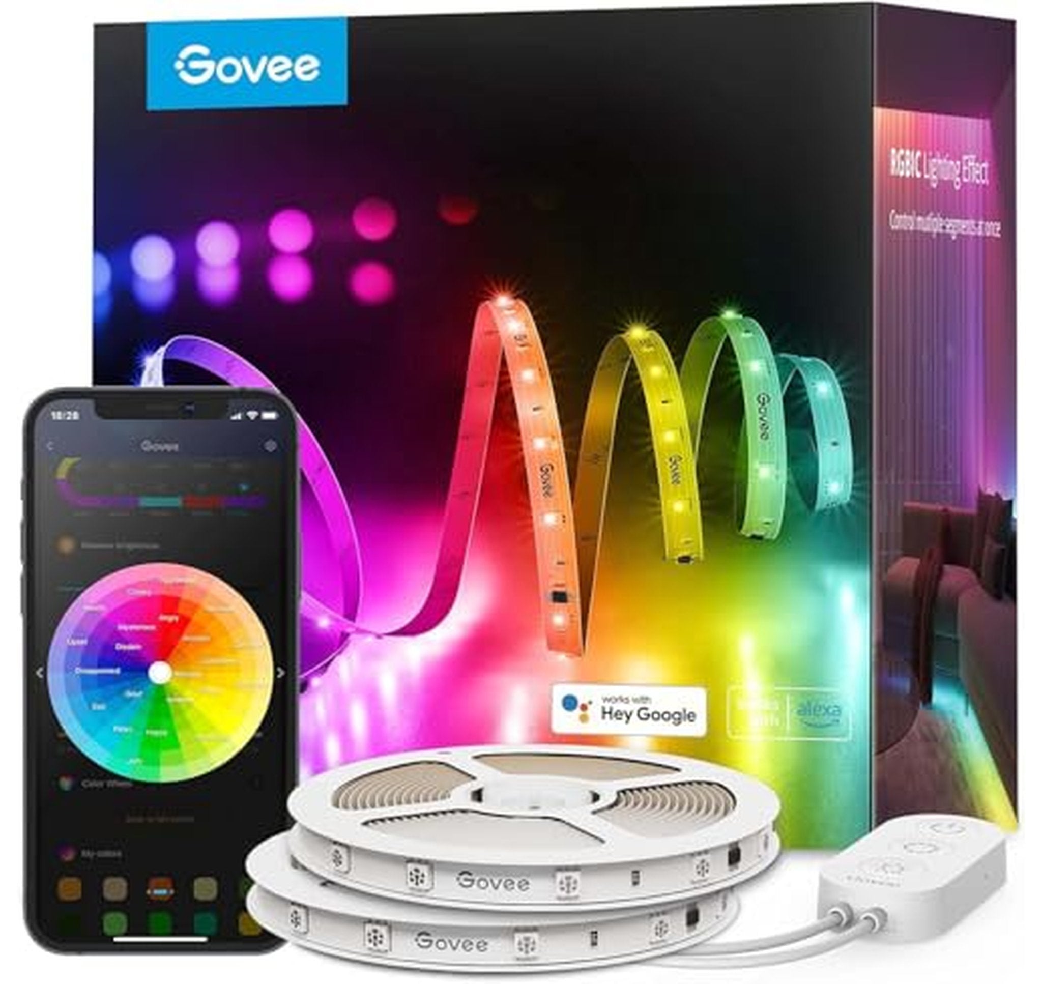 100ft RGBIC Smart LED Strip Lights WiFi Alexa