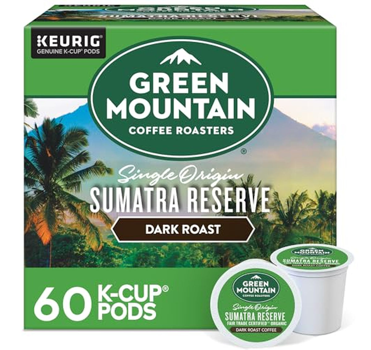 60 Count Green Mountain Dark Roast K-Cup Coffee Pods