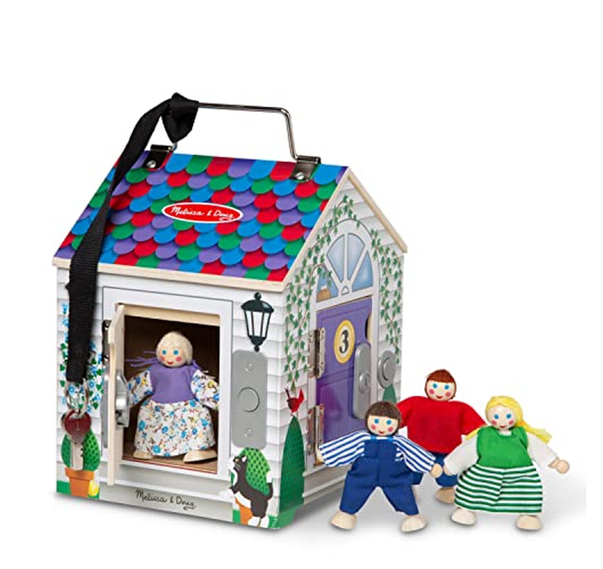 Melissa & Doug Wooden Doorbell Dollhouse with Figures