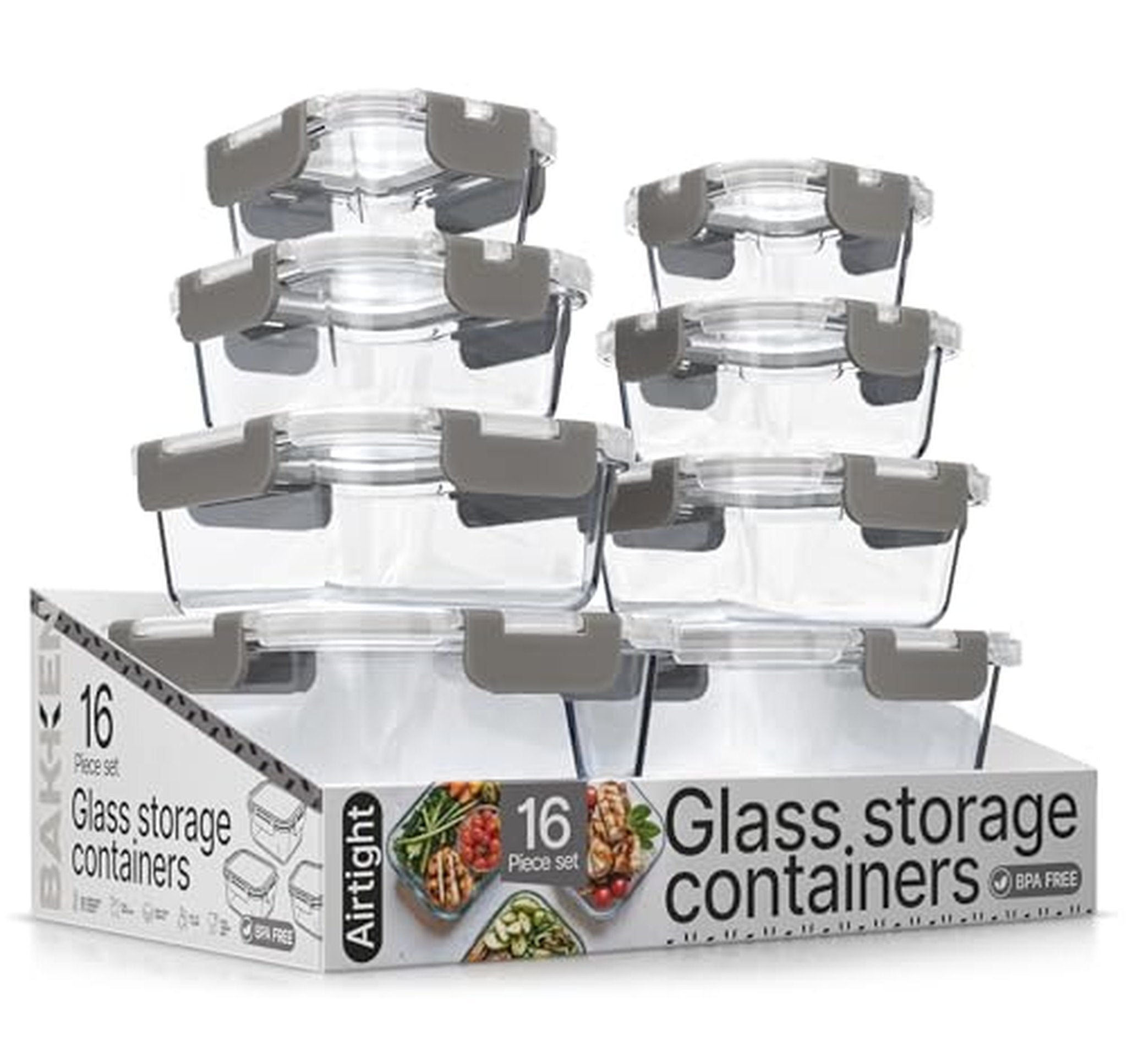 16 Piece Glass Airtight Food Storage Containers