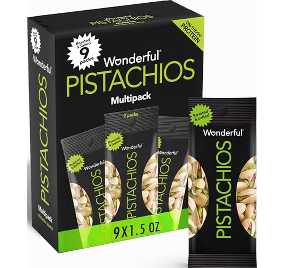 9 Pack Wonderful Pistachios Roasted Salted In-Shell Nuts