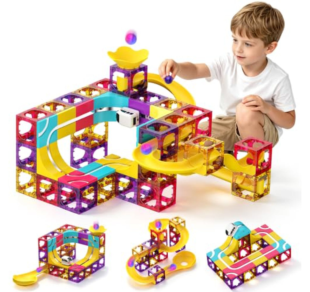 92 Piece Magnetic Train and Marble Run Track Set