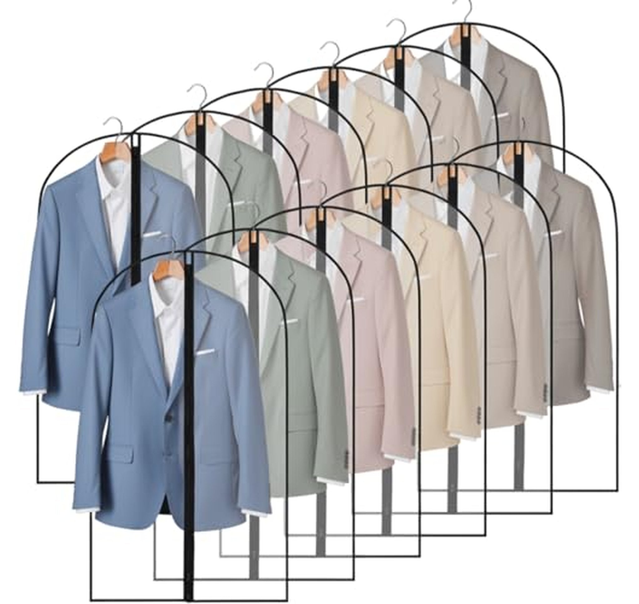 12 Pack Long Translucent Garment Storage Bags