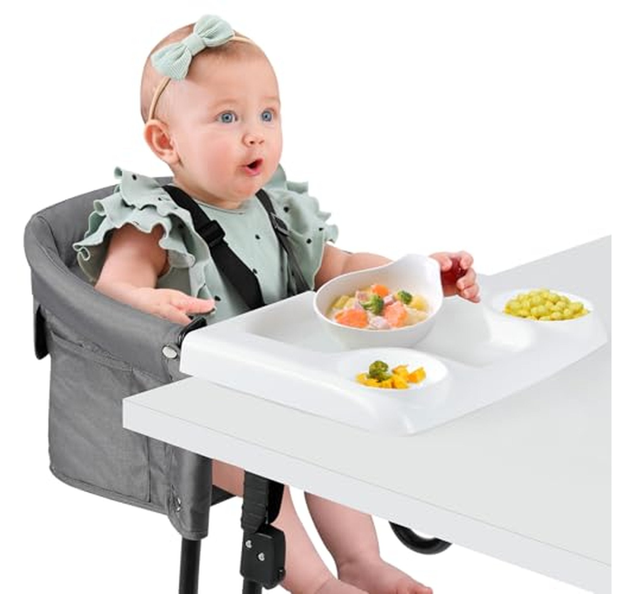 Foldable Clip-On Table High Chair with Tray
