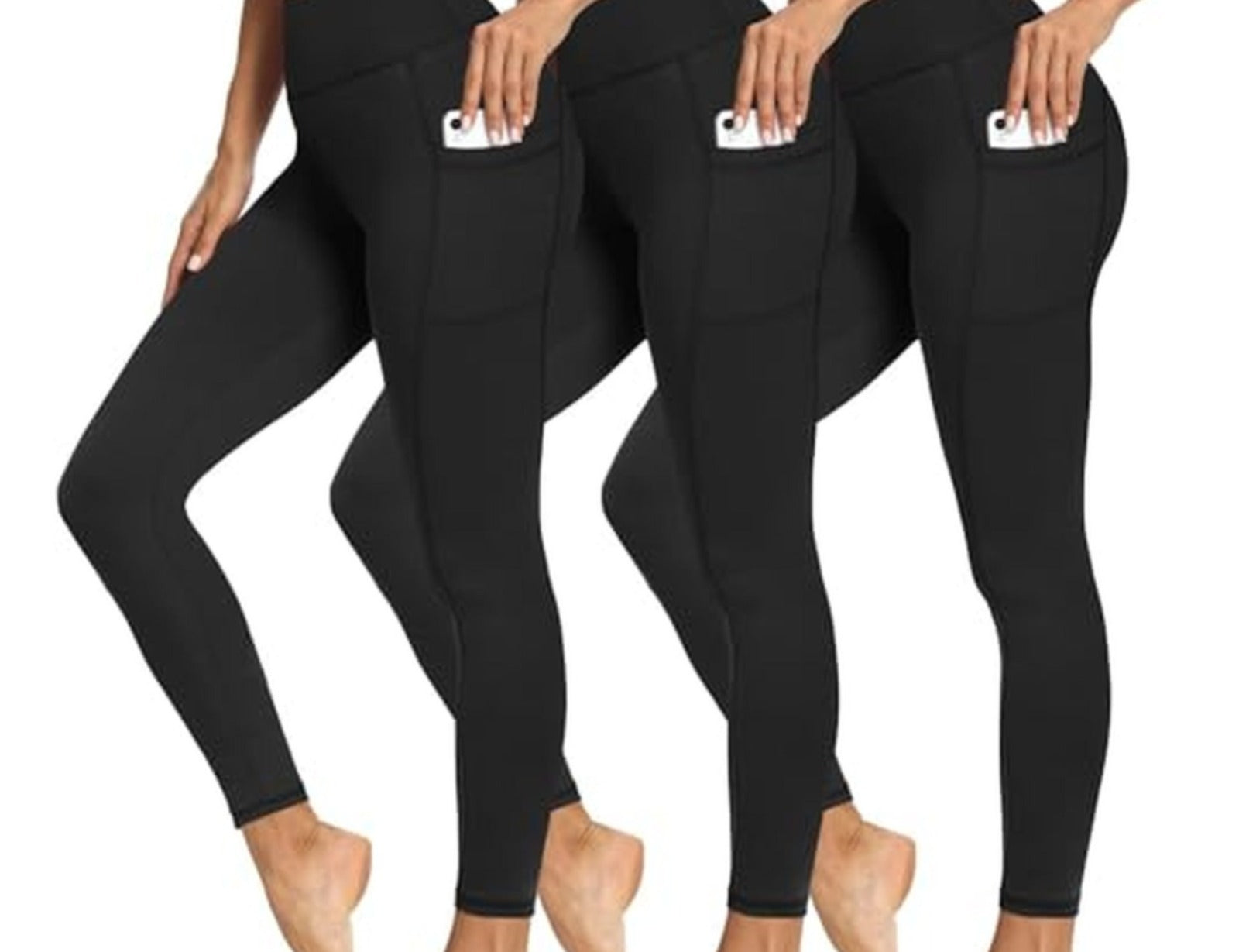 3 Pack High Waisted Leggings with Pockets Women